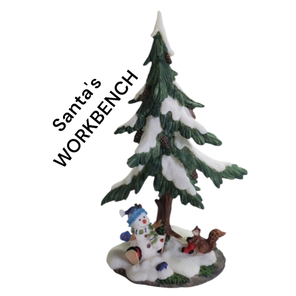 Santa's Workshop 2002 Snowman /Tree Resin Accessory VTG Christmas Village